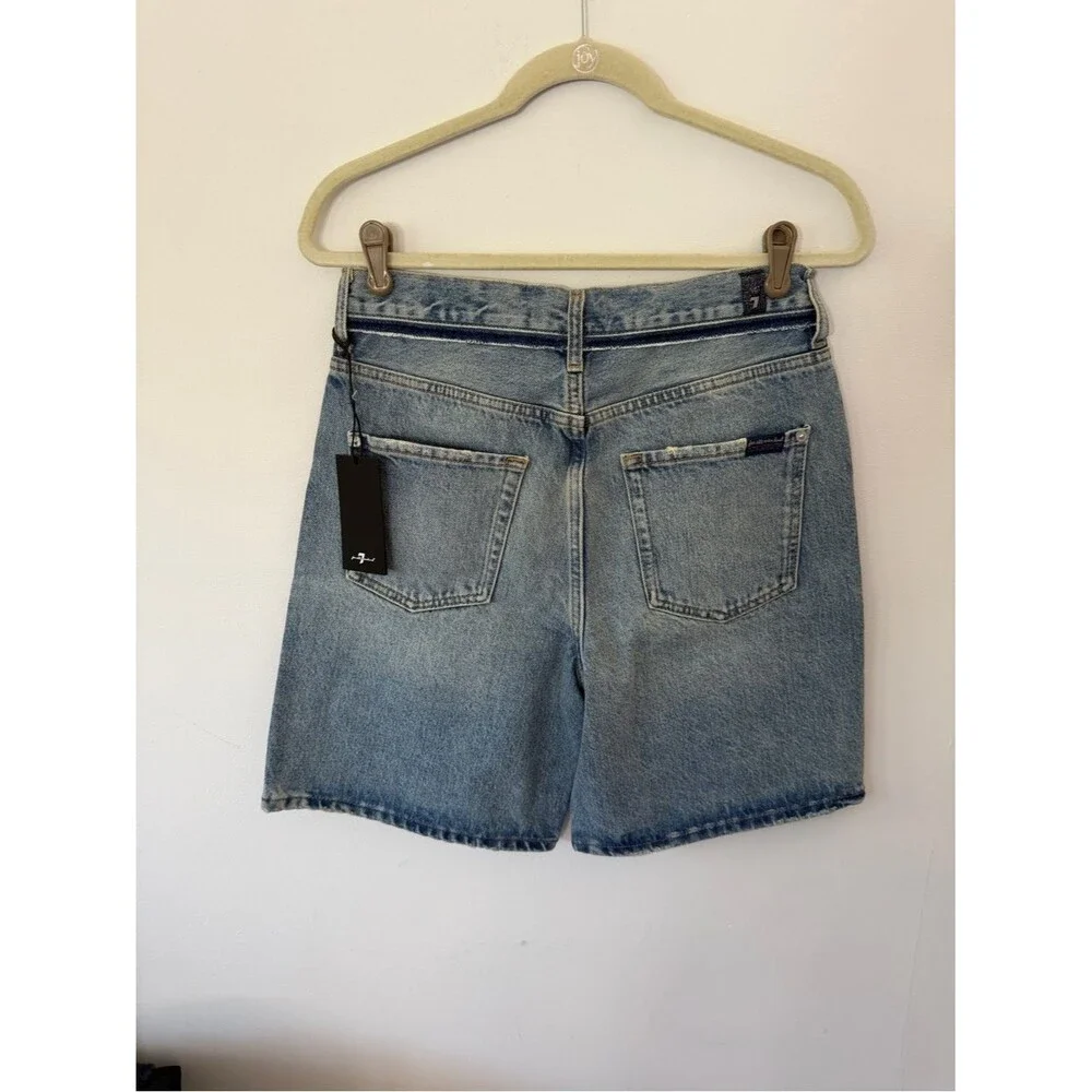 7 For All Mankind Light Blue Mid-Rise Denim Bermuda Shorts Lola shorts size 27